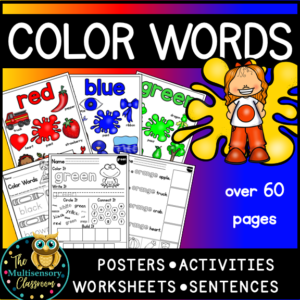 Color Words Activities for Kindergarten