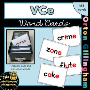 Orton Gillingham Word Cards: VCe