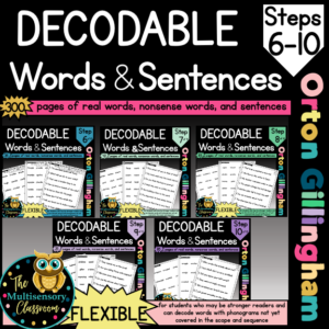 Flexible Bundle Decodable Word Lists and Sentences (Orton Gillingham Steps 6-10)