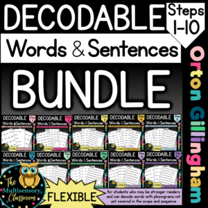 Flexible Bundle Decodable Word Lists and Sentences (Orton Gillingham Steps 1-10)