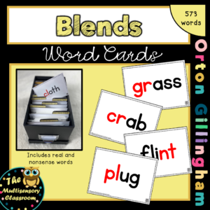 Orton Gillingham Word Cards: Blends