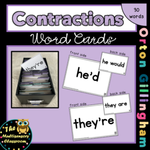 Orton Gillingham Word Cards: Contractions