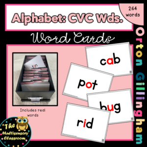 Orton Gillingham Word Cards: Alphabet (CVC)