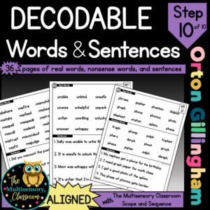 Aligned Decodable Word Lists and Sentences (Orton Gillingham Step 10)