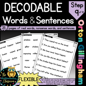FLEXIBLE Decodable Word Lists and Sentences (Orton Gillingham Step 9)