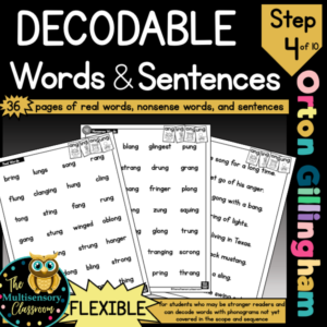 Flexible Decodable Word Lists and Sentences (Orton Gillingham Step 4)