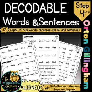 ALIGNED Decodable Word Lists and Sentences (Orton Gillingham Step 4)