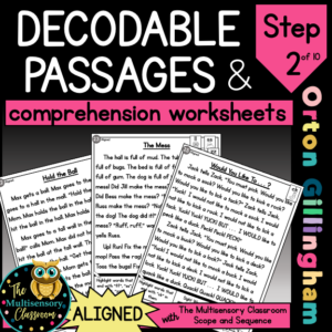 ALIGNED Decodable Passages (Orton Gillingham Step 2)
