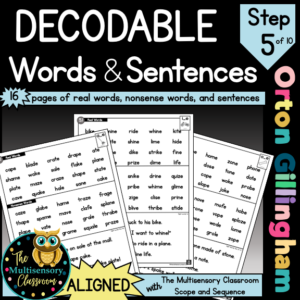 ALIGNED Decodable Word Lists and Sentences (Orton Gillingham Step 5)