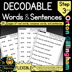 Flexible Decodable Word Lists and Sentences (Orton Gillingham Step 3)