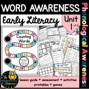 Word Awareness (Phonological Awareness: Unit 1)
