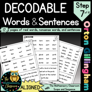 Aligned Decodable Word Lists and Sentences (Orton Gillingham Step 7)