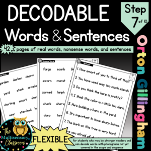 FLEXIBLE Decodable Word Lists and Sentences (Orton Gillingham Step 7)