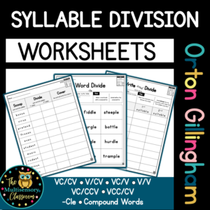 Syllable Division Worksheets