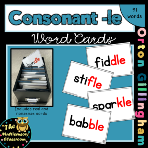 Orton Gillingham Word Cards: Consonant-le